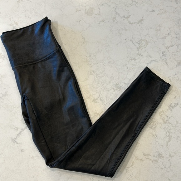 Spanx Faux Leather Shimmer Leggings High Waisted Black Large - Picture 9 of 16